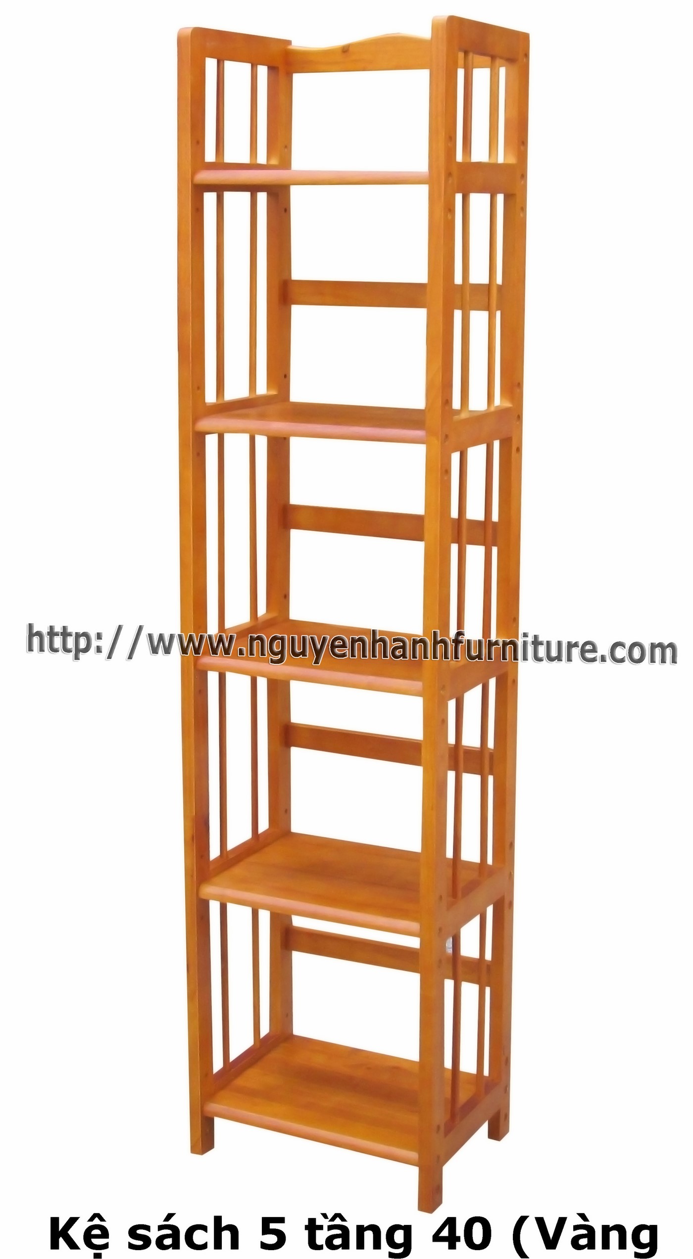 Name product: 5 storey Adjustable Bookshelf 40 (Yellow) - Dimensions: 40 x 28 x 157 (H) - Description: Wood natural rubber